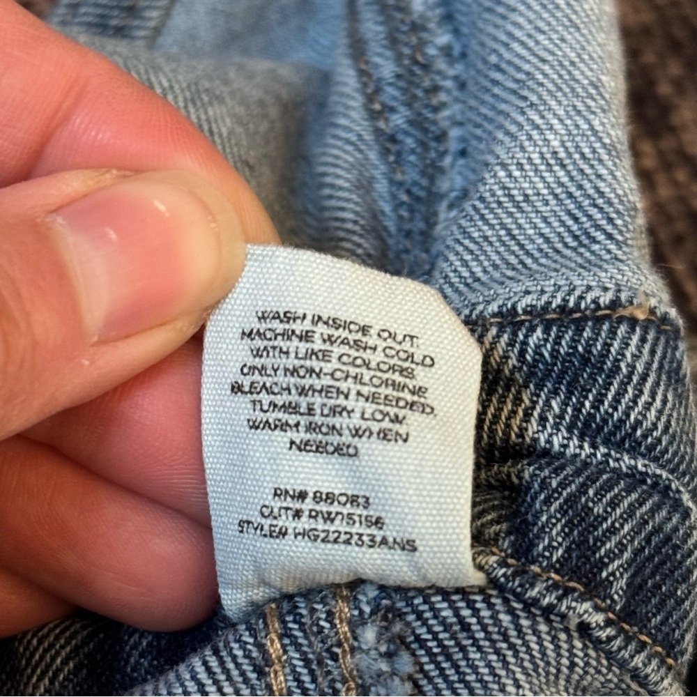 Happily Grey Overalls Medium Wash Denim Raw Hem Women’s Size 1/25 30” Inseam - Picture 12 of 13